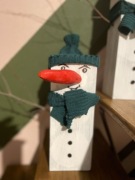 Bałwanki drewniane, ozdoba świąteczna, Mikołaj