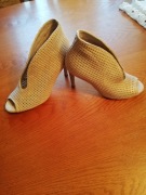 Botki Carinii 36 perłowo - złote śliczne jak NOWE!