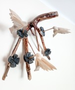 Unikatowa ozdoba wnętrza: ptaki kolibry na gałęzi, ręcznie robione .