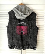 ZARA kamizelka jeansowa denim bezrękawnik kaptur 152/164
