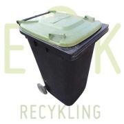 POJEMNIK NA ŚMIECI ODPADY POJEMNIKI 240L GRAFIT Z ZIELONĄ POKRYWĄ 