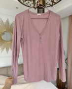 Bluzka do spania Oysho koszulka longsleeve guziki piżama piżamowa etam