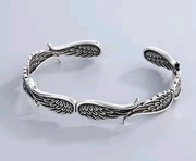 Bransoletka otwarta unisex skrzydła retro rock stal + pudełko