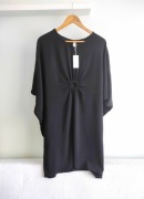 New Collection Czarna tunika sukienka z kółkiem r U
