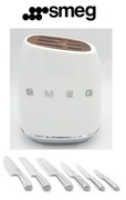 SMEG Noże kuchenne 6szt wysokiej jakości + stojak na noże biały
