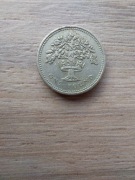 Wielka Brytania one pound 1987 st +III Elżbieta II - 3 portret; dąb angiel