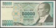 Turcja 500000 lirasi 1970 - Ataturk - stan bankowy UNC