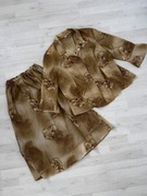 Komplet spódnica i bluzka elegancka vintage brązowy XXXL 46