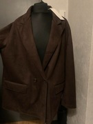 ZARA żakiet marynarka wdzianko narzutka oversize eco zamsz czekoladowa