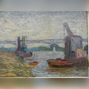 Przystań rzeczna,olej