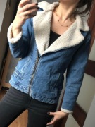 ZARA jeansowa kurtka ramoneska baranek xs/s