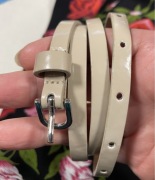 Pasek beżowy cienki 85 90 95 XL 105 cm