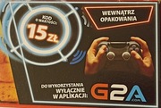 2 kody podarunkowe kupony na G2A o wartości 15 zł każdy