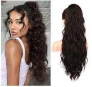 Reecho Przedłużenie Kitki Sztuczne Włosy 66cm CzarnyBrąz