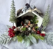 Szopka stajenka Dekoracja kompozycja Świąteczny stroik bożonarodzeniowy