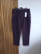 Śliwkowe spodnie ze złotymi guzikami 7XL/8XL Plus Size 