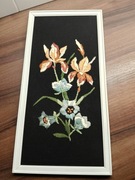 Ogrodowe Irysy haft Vintage Obraz ramka rama Boho