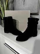 Piękne Botki czarne z zamszowej skóry