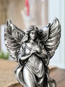 Dekoracyjna figurka anioła vintage srebrna 