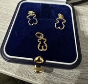 Kolczyki i zawieszka Miś złoto 585