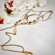 ŁAŃCUSZEK DO OKULARÓW RÓŻOWY KAMIEŃ