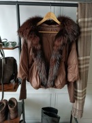 Kurtka puchowa 38 S M L futro naturalne jenot Fofo biagi biagiotti bruce