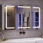 Biała szafka łazienkowa z lustrem 100x60cm z LED