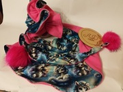 Zestaw komplet czapka turban ocieplany duża chusta z pomponami Unicorn 