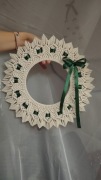 Makrama Wieniec Świąteczny / Ozdoba Boho z Zieloną Wstążką