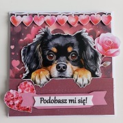 Walentynkowa kartka z psiakiem HANDMADE