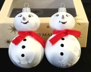 Bombki choinkowe szklane 2 szt Bałwanki wzór retro jak prl kształtki 
