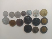 Partia lirów włoskich w monetach i banknotach.