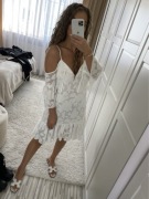 Biała sukienka wzor 3D Sugarfree xs/34 Sara Boruc Mannei