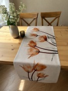 Lniany bieżnik na stół 33x183 cm kwiatowy elegancki dekoracyjny