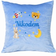 Poduszka z dowolnym imieniem dla dziecka miś królik haft prezent