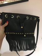 Torebka na ramię, worek, z frędzlami, CCC