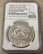 20 złotych Polska Jaszczurka zielona NGC MS 70 Ultra Cameo TOP POP