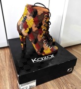 Botki Kazar moro skóra open toe wiązane rozmiar 37