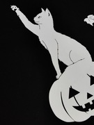 Torba bawełniana 220g z ODBLASKOWYM kotem na dyni halloween jesień