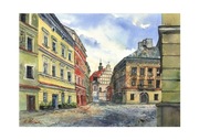 Akwarela Lublin, Rynek, klasztor Dominikanów A4