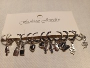 Kolczyki damskie 6 par kolor srebrny 