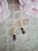 Kolczyki handmade srebro pozłacane z naturalnych kamieni hematyt granat epi