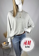Szara bluza z długim rękawem H&M S 36 oversize longsleeve bawełna na jesień