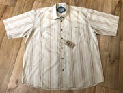 Koszula męska paski beż-biały 5XL Bygen 35zł