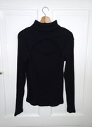 Czarna bawełniana bluzka/golf z długim rękawem i dekoltem alternative