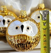 Bombki choinkowe kuliste sowy 3 szt zlote bańki retro styl prl 