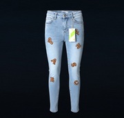 Spodnie jeansowe M.Sara, push up, litery z dżetami, S