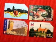 Karty Telef. zużyte rocznice miast nr 215, 477, 547, 1058  / 4 szt 
