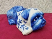Porcelanowa figurka pies buldog sygnowana 28x17x11cm