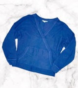 Niebieska kobaltowa bluzka na zakładkę, długi rękaw, rozmiar S/M